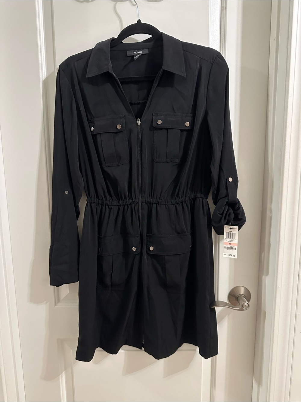 Alfani Black Utility-Style Size 10 Long Dress with Pockets